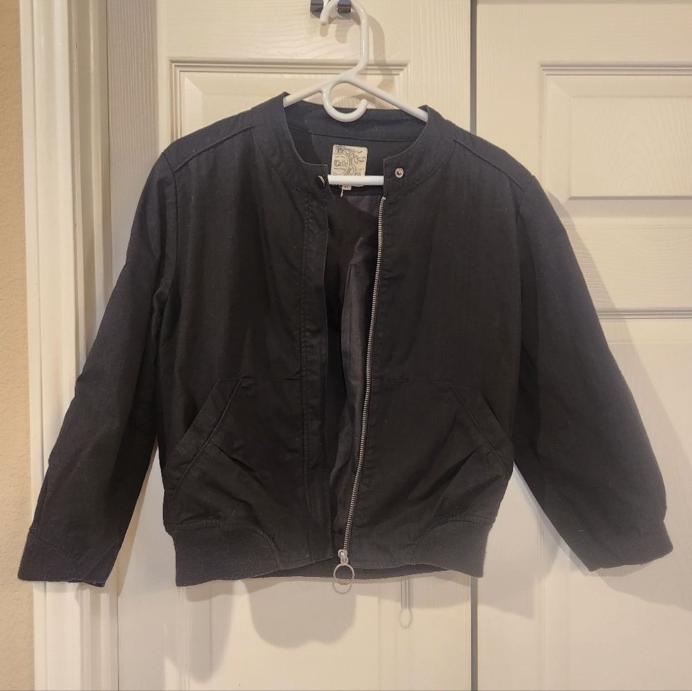 Black Cotton Bomber Jacket
